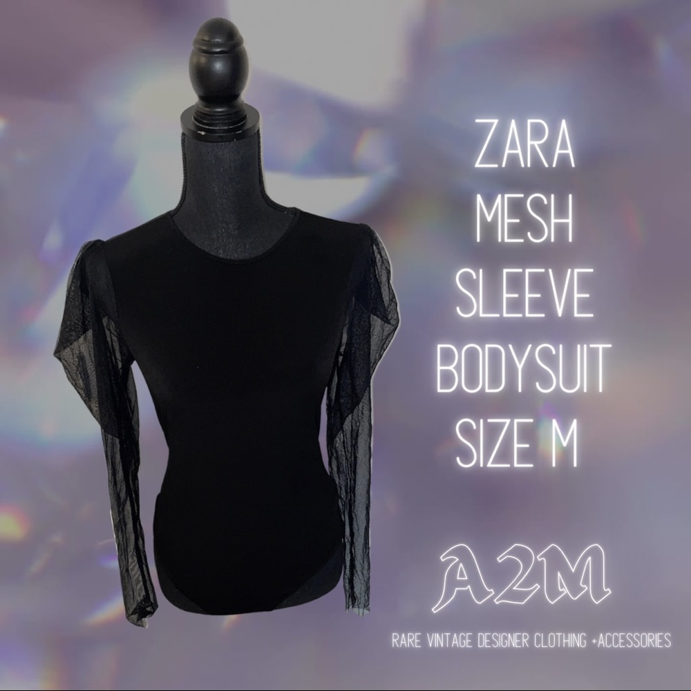 Zara Puffy Shoulder Mesh Bodysuit Size M